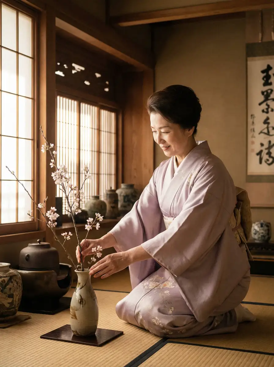 一位优雅的 机动战士高达00第二季 在和室中插花